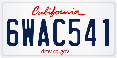 CA license plate 6WAC541