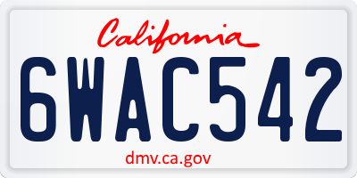 CA license plate 6WAC542