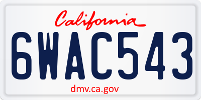 CA license plate 6WAC543