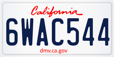 CA license plate 6WAC544