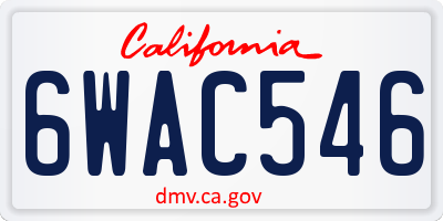 CA license plate 6WAC546