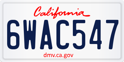 CA license plate 6WAC547