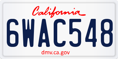 CA license plate 6WAC548