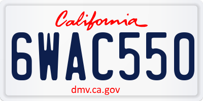 CA license plate 6WAC550