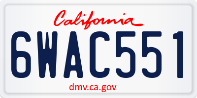 CA license plate 6WAC551