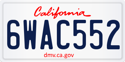 CA license plate 6WAC552