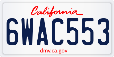 CA license plate 6WAC553