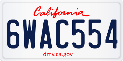 CA license plate 6WAC554