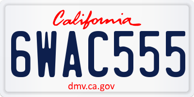 CA license plate 6WAC555