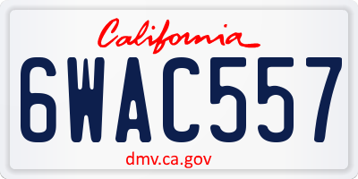 CA license plate 6WAC557