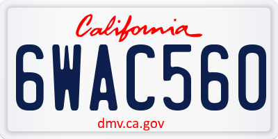 CA license plate 6WAC560