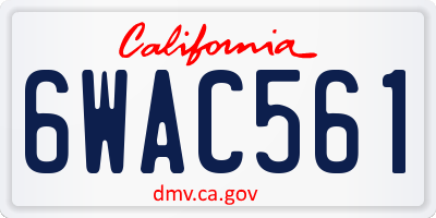 CA license plate 6WAC561