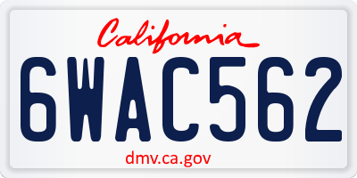 CA license plate 6WAC562