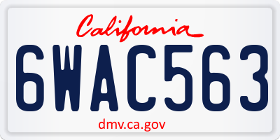 CA license plate 6WAC563