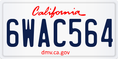 CA license plate 6WAC564