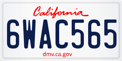 CA license plate 6WAC565