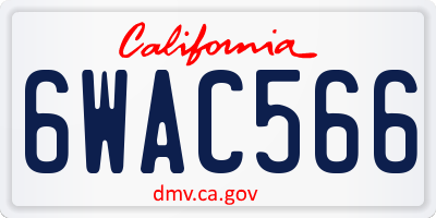 CA license plate 6WAC566