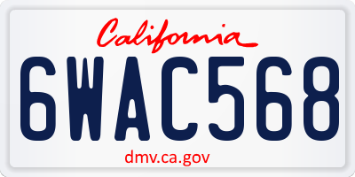 CA license plate 6WAC568