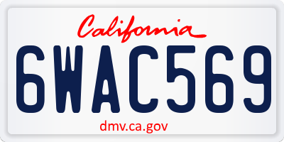 CA license plate 6WAC569
