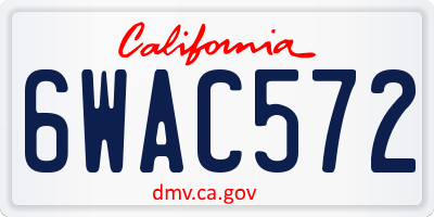 CA license plate 6WAC572