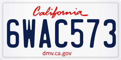 CA license plate 6WAC573