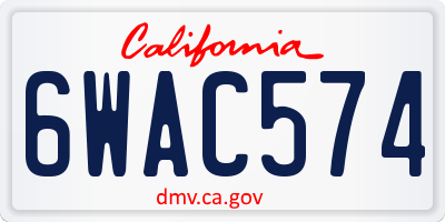 CA license plate 6WAC574