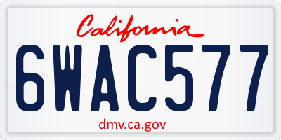 CA license plate 6WAC577