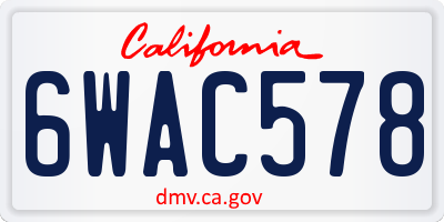CA license plate 6WAC578