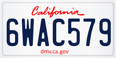 CA license plate 6WAC579