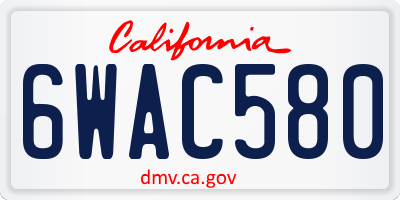 CA license plate 6WAC580