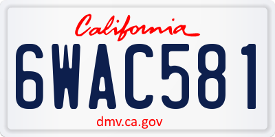 CA license plate 6WAC581