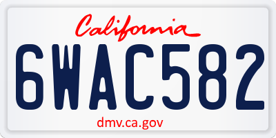 CA license plate 6WAC582