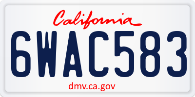 CA license plate 6WAC583