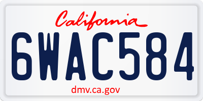 CA license plate 6WAC584