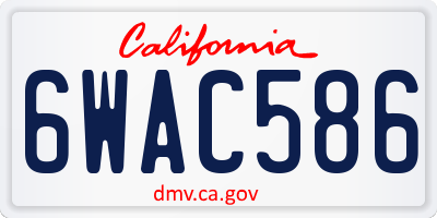 CA license plate 6WAC586