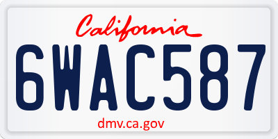 CA license plate 6WAC587