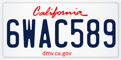 CA license plate 6WAC589