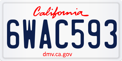 CA license plate 6WAC593