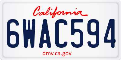 CA license plate 6WAC594