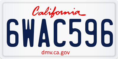 CA license plate 6WAC596