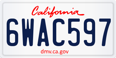 CA license plate 6WAC597