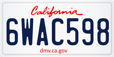 CA license plate 6WAC598
