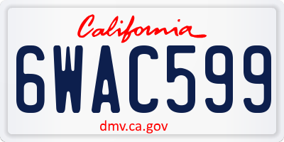CA license plate 6WAC599