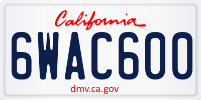 CA license plate 6WAC600