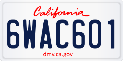 CA license plate 6WAC601