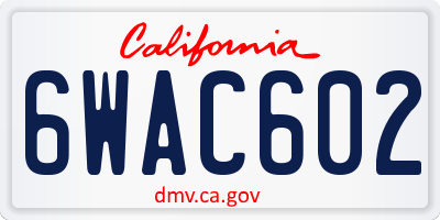 CA license plate 6WAC602