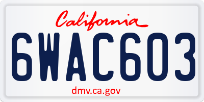 CA license plate 6WAC603