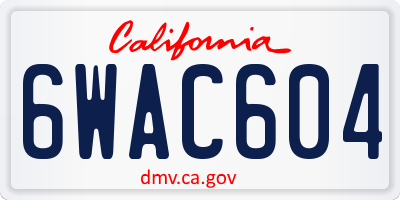 CA license plate 6WAC604