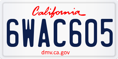 CA license plate 6WAC605