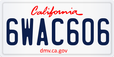 CA license plate 6WAC606
